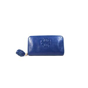 Tory Burch Thea Royal Ocean ZIP Continental Leather Clutch Wallet